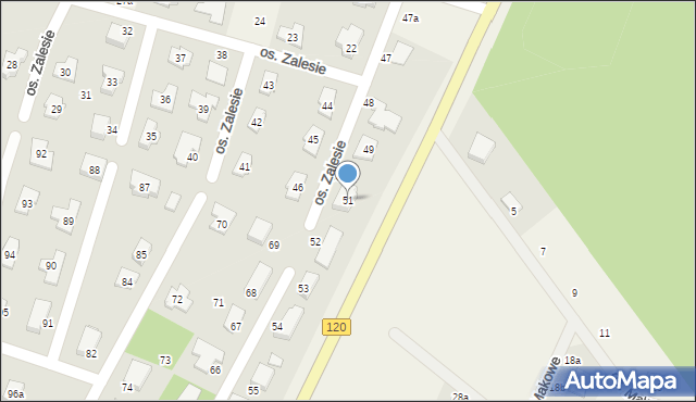 Kobylanka, Osiedle Zalesie, 51, mapa Kobylanka