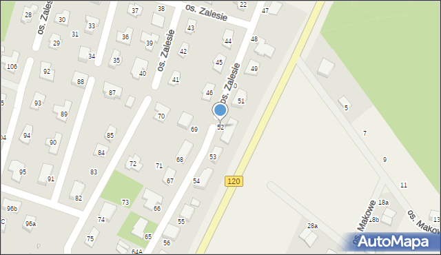 Kobylanka, Osiedle Zalesie, 52, mapa Kobylanka