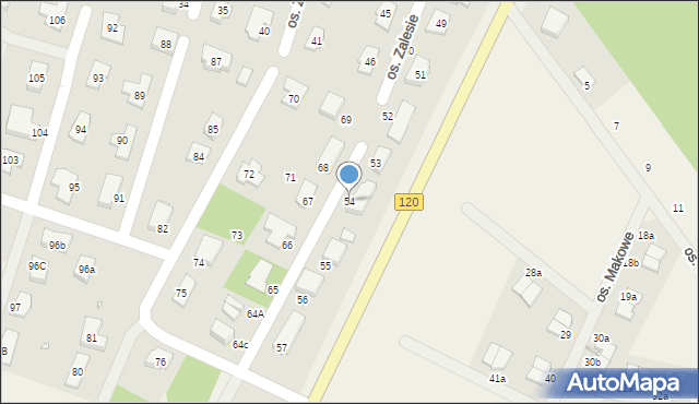 Kobylanka, Osiedle Zalesie, 54, mapa Kobylanka