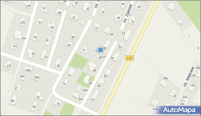Kobylanka, Osiedle Zalesie, 67, mapa Kobylanka