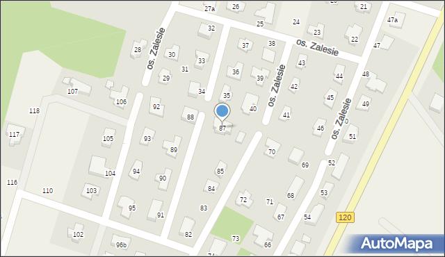 Kobylanka, Osiedle Zalesie, 87, mapa Kobylanka