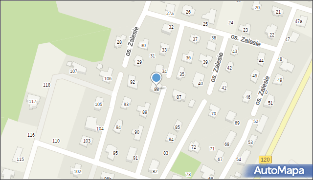 Kobylanka, Osiedle Zalesie, 88, mapa Kobylanka
