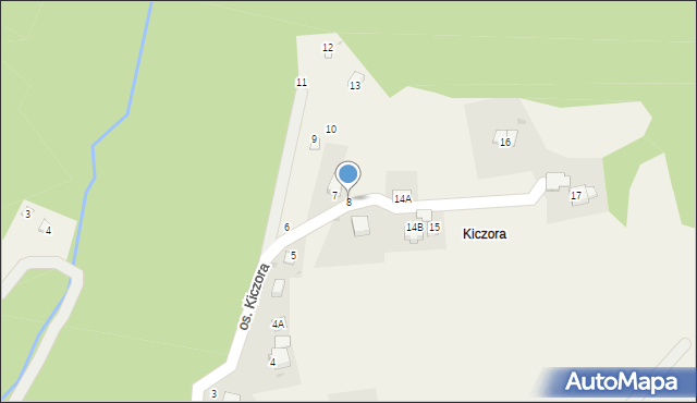 Kocierz Rychwałdzki, Osiedle Kiczora, 8, mapa Kocierz Rychwałdzki