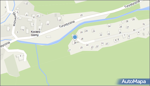 Kocierz Rychwałdzki, Osiedle Spokojne, 16, mapa Kocierz Rychwałdzki