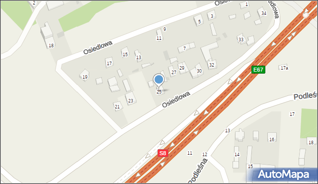 Kolonia Zawada, Osiedlowa, 25, mapa Kolonia Zawada
