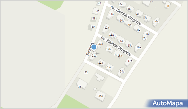 Komorniki, Osiedle Zielone Wzgórze, 21a, mapa Komorniki