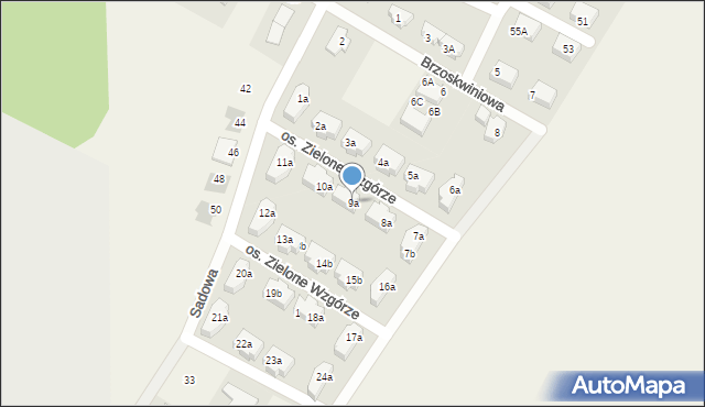 Komorniki, Osiedle Zielone Wzgórze, 9a, mapa Komorniki