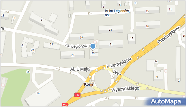 Konin, Osiedle Legionów, 20, mapa Konina
