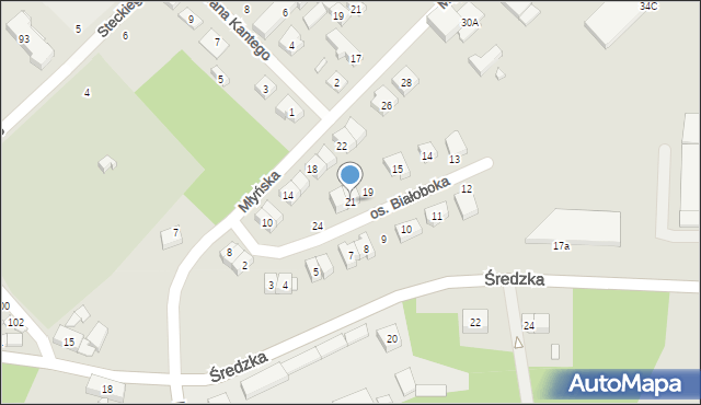 Kórnik, Osiedle Białoboka Stefana, 21, mapa Kórnik