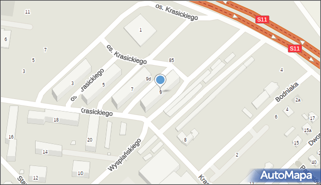 Kórnik, Osiedle Krasickiego Ignacego, 9, mapa Kórnik