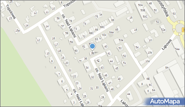 Kościan, Osiedle Nad Łąkami, 39, mapa Kościan