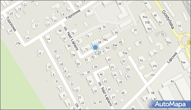 Kościan, Osiedle Nad Łąkami, 62a, mapa Kościan