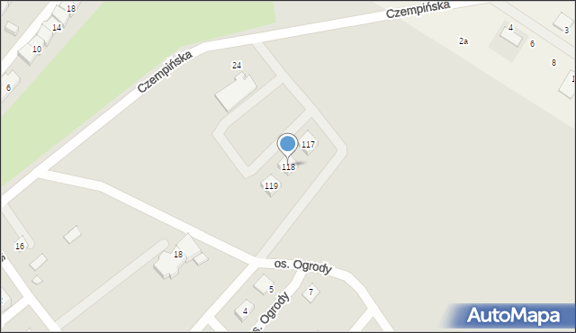 Kościan, Osiedle Ogrody, 118, mapa Kościan