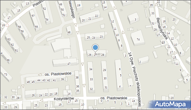 Kościan, Osiedle Piastowskie, 27, mapa Kościan