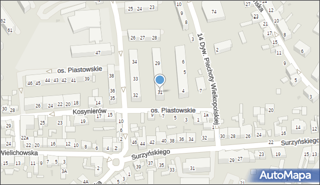 Kościan, Osiedle Piastowskie, 31, mapa Kościan