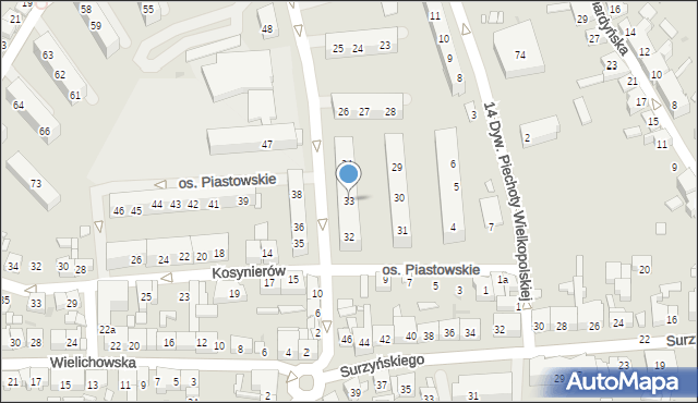 Kościan, Osiedle Piastowskie, 33, mapa Kościan