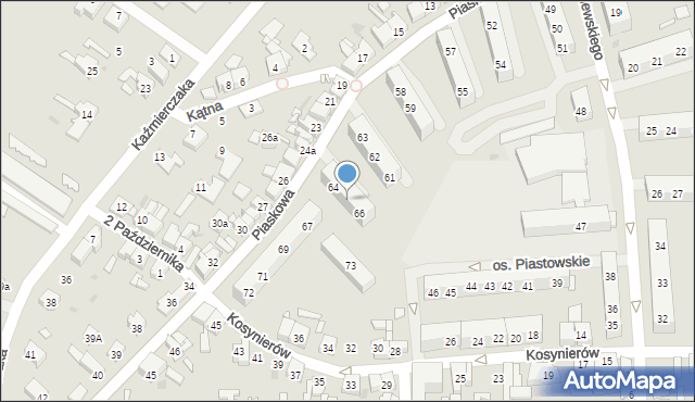Kościan, Osiedle Piastowskie, 65, mapa Kościan