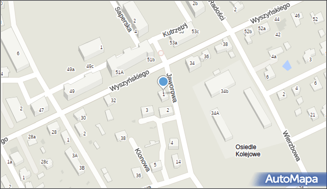 Kostrzyn nad Odrą, Osiedle Kolejowe, 1, mapa Kostrzyn nad Odrą