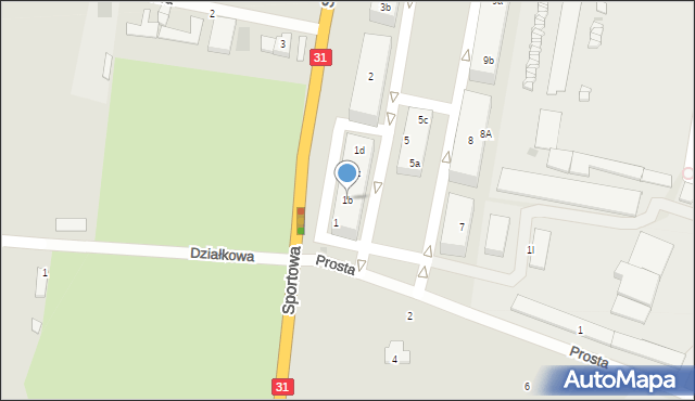 Kostrzyn nad Odrą, Osiedle Leśne, 1b, mapa Kostrzyn nad Odrą