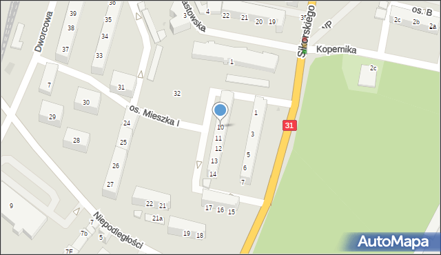 Kostrzyn nad Odrą, Osiedle Mieszka I, 10, mapa Kostrzyn nad Odrą