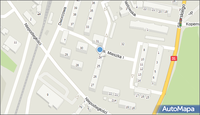 Kostrzyn nad Odrą, Osiedle Mieszka I, 24, mapa Kostrzyn nad Odrą