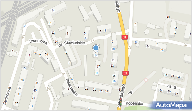 Kostrzyn nad Odrą, Osiedle Słowiańskie, 14, mapa Kostrzyn nad Odrą