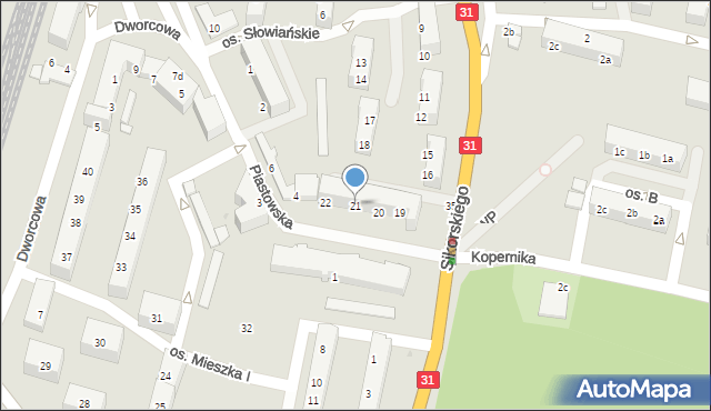 Kostrzyn nad Odrą, Osiedle Słowiańskie, 21, mapa Kostrzyn nad Odrą