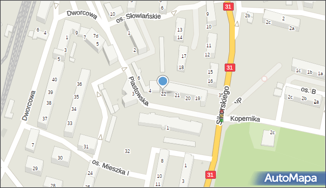 Kostrzyn nad Odrą, Osiedle Słowiańskie, 22, mapa Kostrzyn nad Odrą