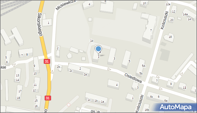 Kostrzyn nad Odrą, Osiedlowa, 1, mapa Kostrzyn nad Odrą