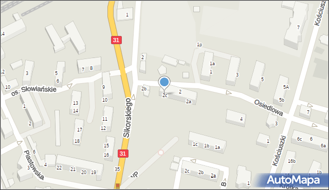 Kostrzyn nad Odrą, Osiedlowa, 2c, mapa Kostrzyn nad Odrą