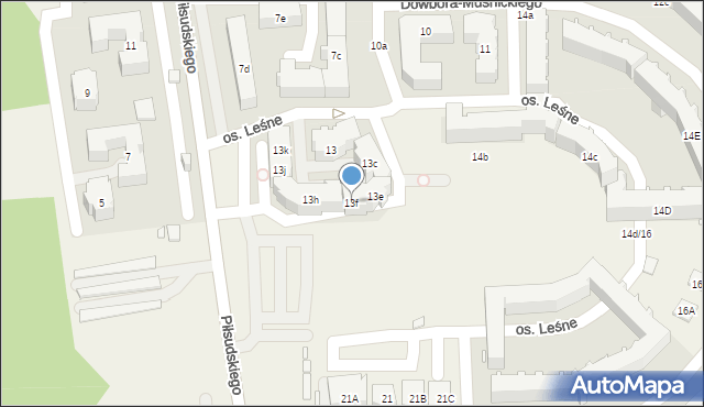 Koziegłowy, Osiedle Leśne, 13f, mapa Koziegłowy