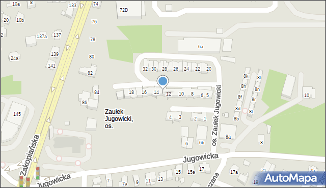 Kraków, Osiedle Zaułek Jugowicki, 13, mapa Krakowa