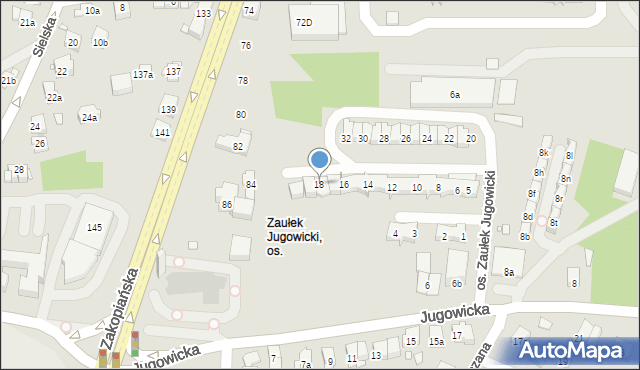 Kraków, Osiedle Zaułek Jugowicki, 18, mapa Krakowa