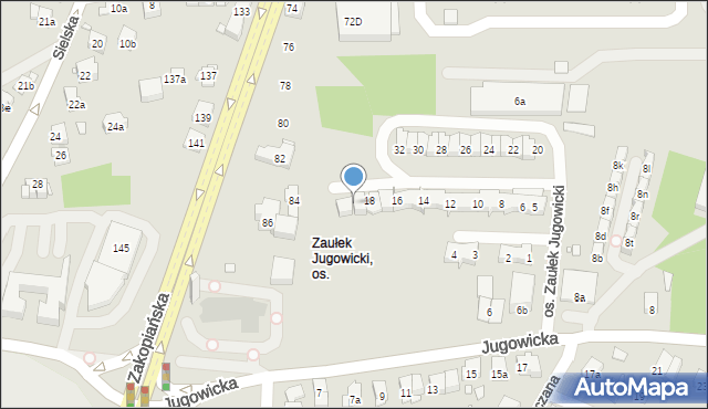 Kraków, Osiedle Zaułek Jugowicki, 19, mapa Krakowa