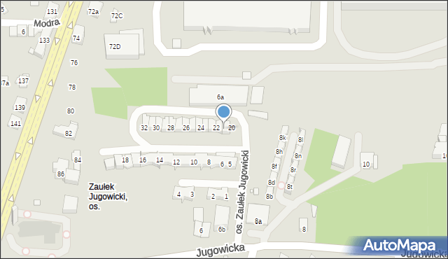Kraków, Osiedle Zaułek Jugowicki, 21, mapa Krakowa