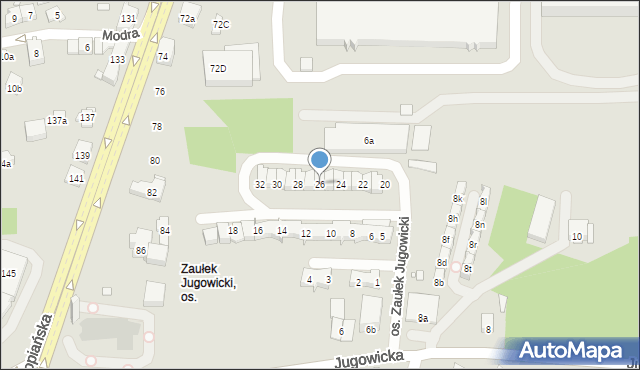 Kraków, Osiedle Zaułek Jugowicki, 26, mapa Krakowa