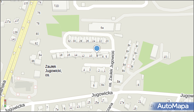 Kraków, Osiedle Zaułek Jugowicki, 8, mapa Krakowa