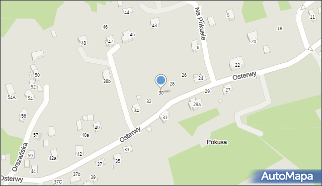 Kraków, Osterwy Juliusza, 30, mapa Krakowa