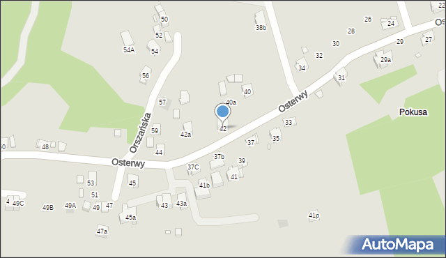 Kraków, Osterwy Juliusza, 42, mapa Krakowa