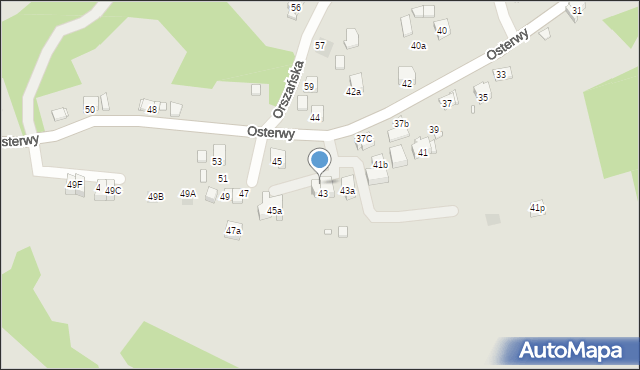 Kraków, Osterwy Juliusza, 43B, mapa Krakowa