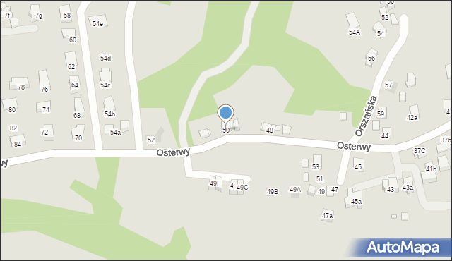 Kraków, Osterwy Juliusza, 50, mapa Krakowa