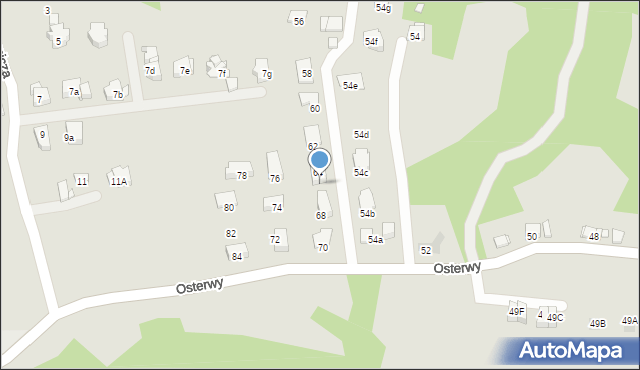 Kraków, Osterwy Juliusza, 66, mapa Krakowa