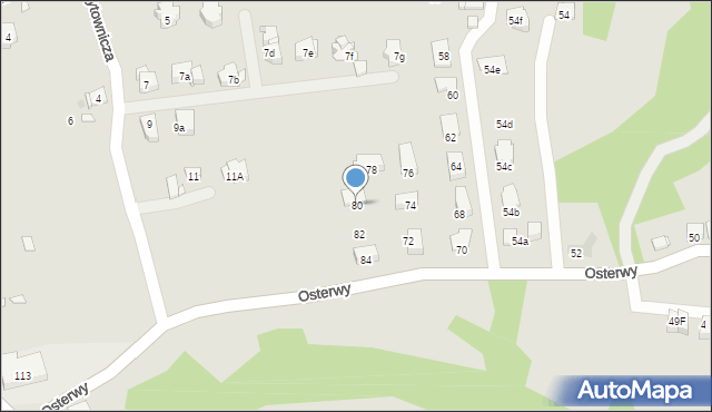 Kraków, Osterwy Juliusza, 80, mapa Krakowa