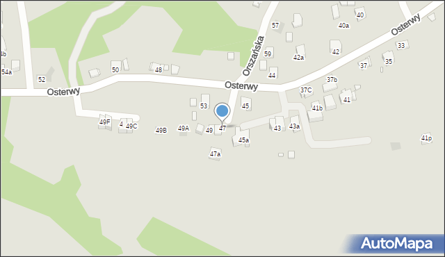 Kraków, Osterwy Juliusza, 47, mapa Krakowa