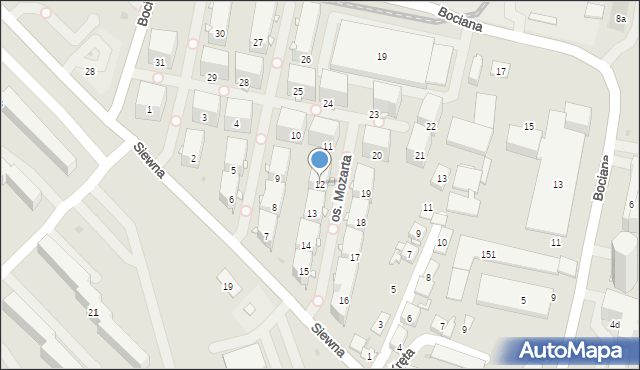 Kraków, Osiedle Mozarta Wolfganga Amadeusa, 12, mapa Krakowa