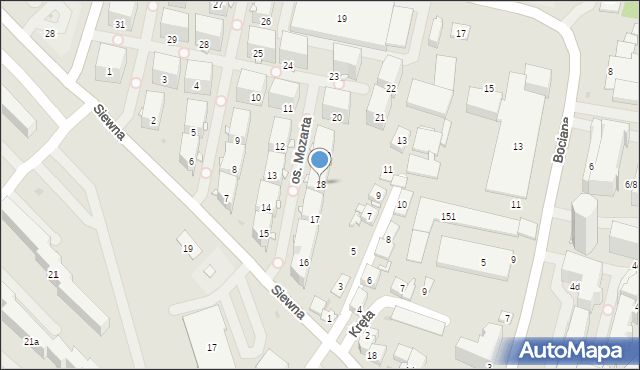 Kraków, Osiedle Mozarta Wolfganga Amadeusa, 18, mapa Krakowa