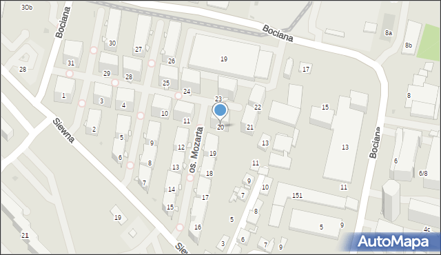 Kraków, Osiedle Mozarta Wolfganga Amadeusa, 20, mapa Krakowa
