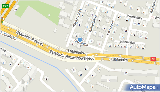 Kraków, Ostroroga Jana, 3, mapa Krakowa