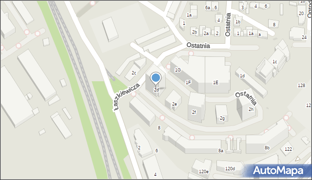 Kraków, Ostatnia, 2d, mapa Krakowa