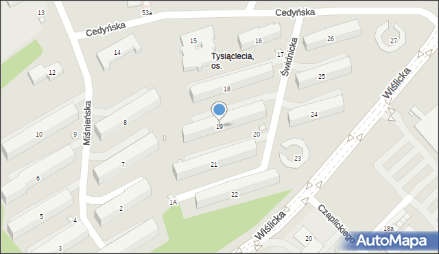 Kraków, Osiedle Tysiąclecia, 19, mapa Krakowa